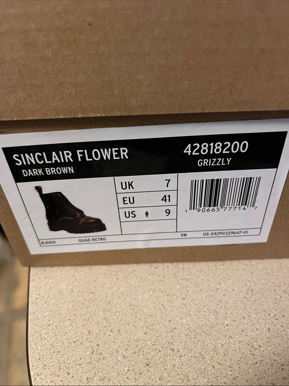 Dr. Martens Women's Brown Floral Stitch Leather Platform Boot - Picture 3 of 8